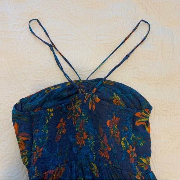 Free People Intimately One Step Ahead Blue Tropical Cut Out Maxi Dress - Picture 6 of 9